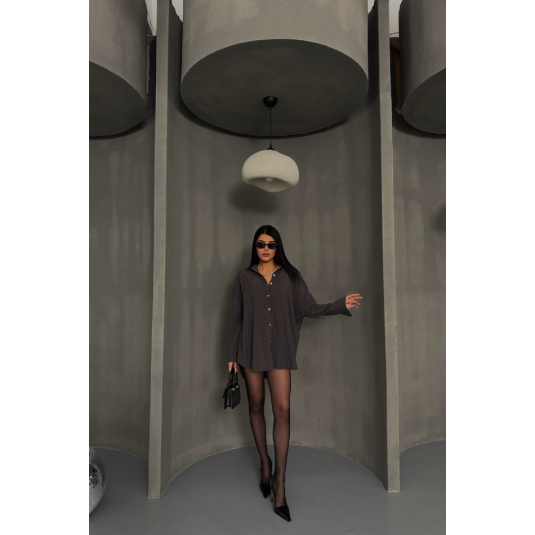 BOYFRİEND GÖMLEK MODAL KUMAŞ OVERSİZE - Antrasit - 153599