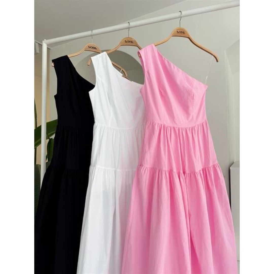 Tek Omuzlu Pile Detay Maxi Elbise 2895 160562 Tek Omuzlu Pile Detay Maxi Elbise 2895 160562