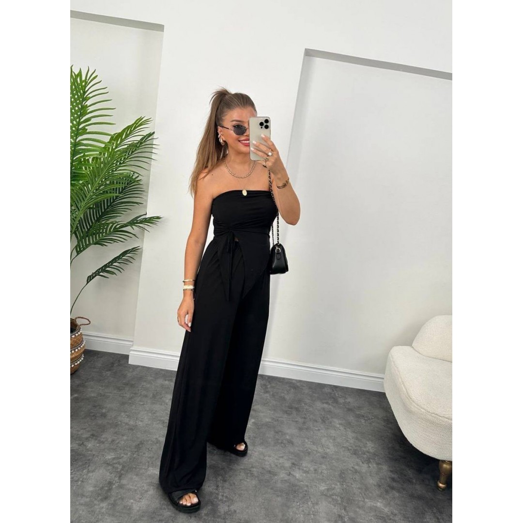 Kadın Sandy Kumaş Starplez Bluz Ve Palazzo Pantolon Ikili Takım 124806 Kadın Sandy Kumaş Starplez Bluz Ve Palazzo Pantolon Ikili Takım 124806