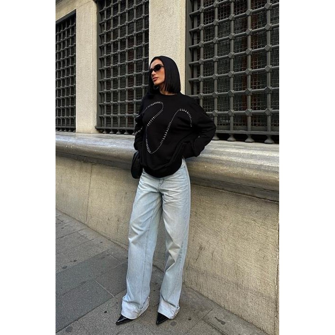 Gümüş Taşlı Sweatshirt 8052 158382 Gümüş Taşlı Sweatshirt 8052 158382