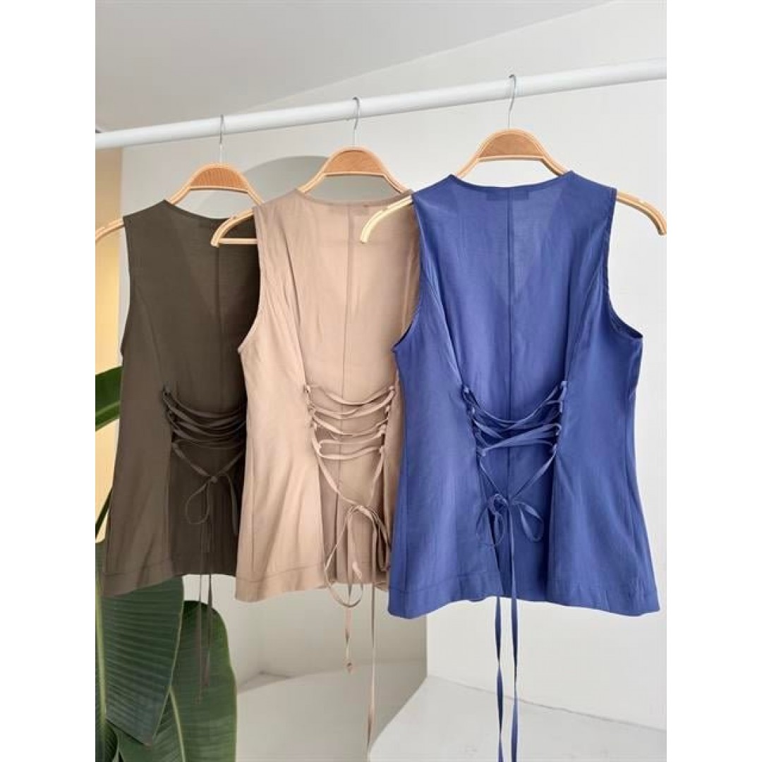 Arkası Bağcıklı Yelek Plazza Pantolon Modal Takım 10202-08 161623