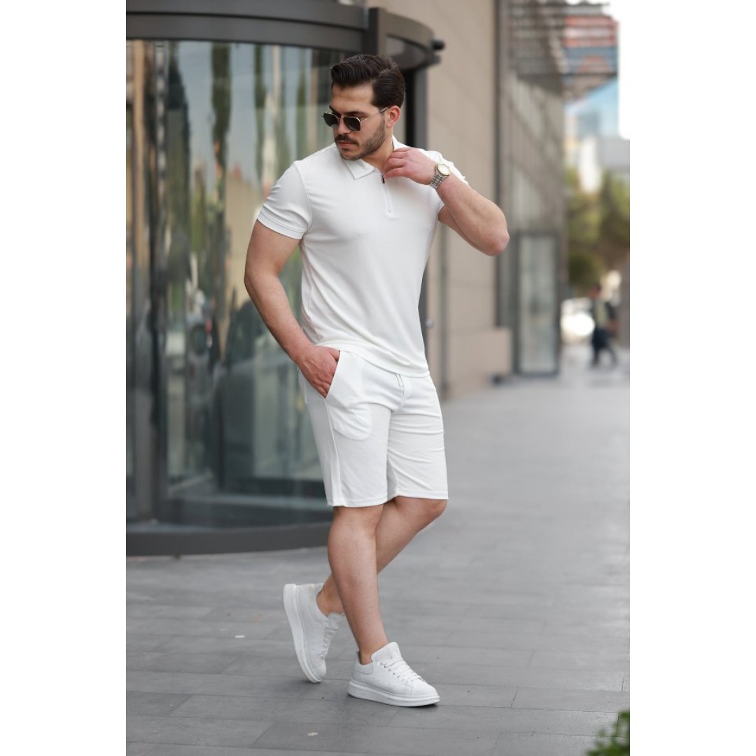 Erkek Yakalı Fermuarlı T-shirt şort Ikili Takım 160467