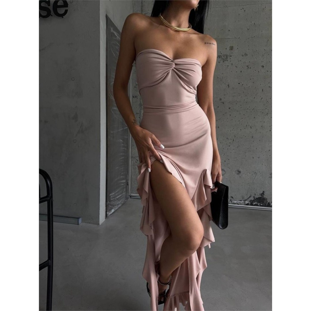 STRABLEZ SANDY ELBİSE YANLARI KATLI - Bej 152045 STRABLEZ SANDY ELBİSE YANLARI KATLI - Bej 152045