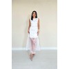 Beyaz Organze Detaylı Atlas Elbise - 154825 Beyaz Organze Detaylı Atlas Elbise - 154825