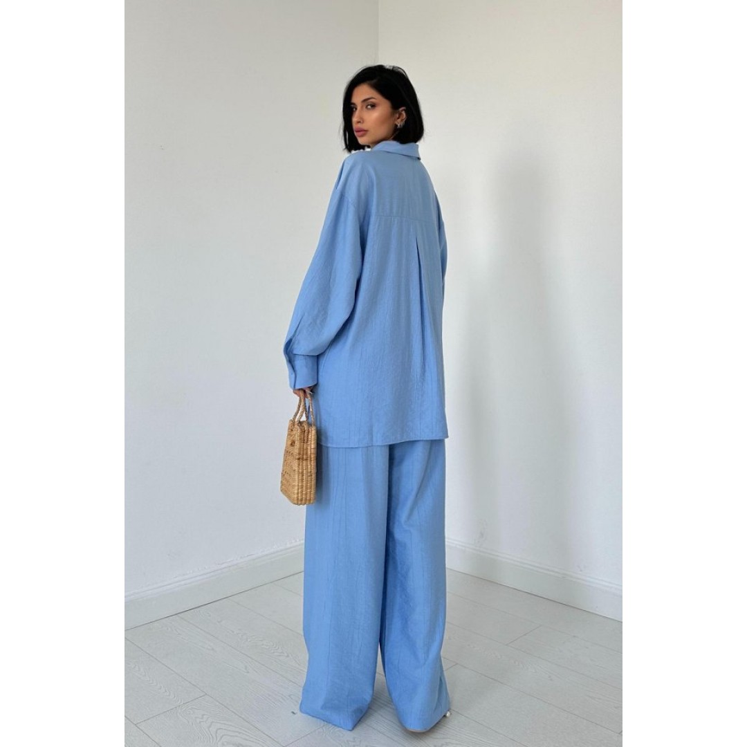 Mavi Alice Gömlek Ve Bol Kesim Pantolon Takım 148481 Mavi Alice Gömlek Ve Bol Kesim Pantolon Takım 148481