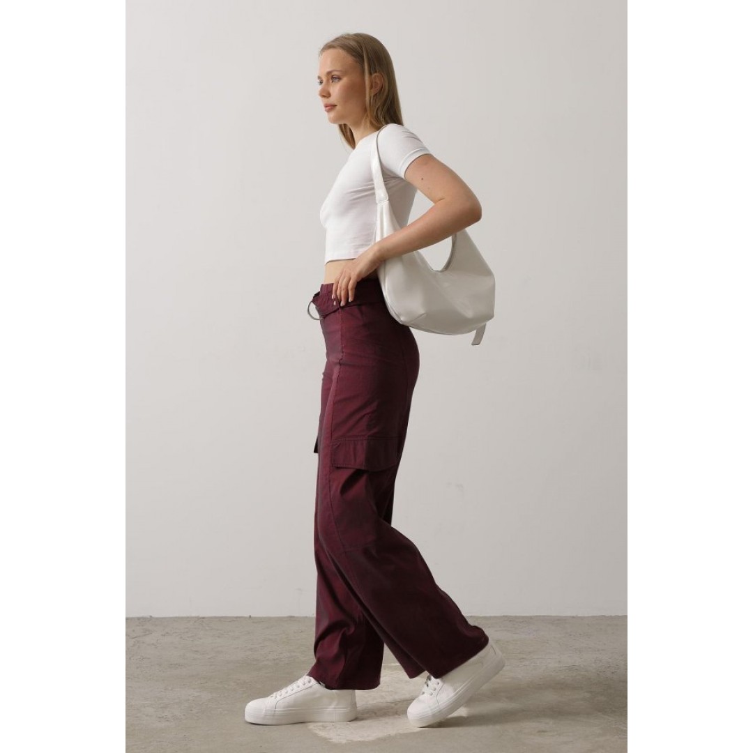 Kemerli Cargo Pantolon - Bordo 161895 Kemerli Cargo Pantolon - Bordo 161895
