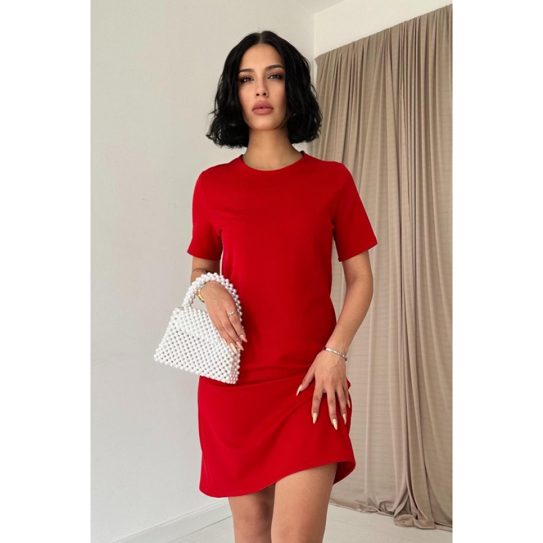 Kırmızı Kısa Kol Atlas Mini Elbise - 153467 Kırmızı Kısa Kol Atlas Mini Elbise - 153467
