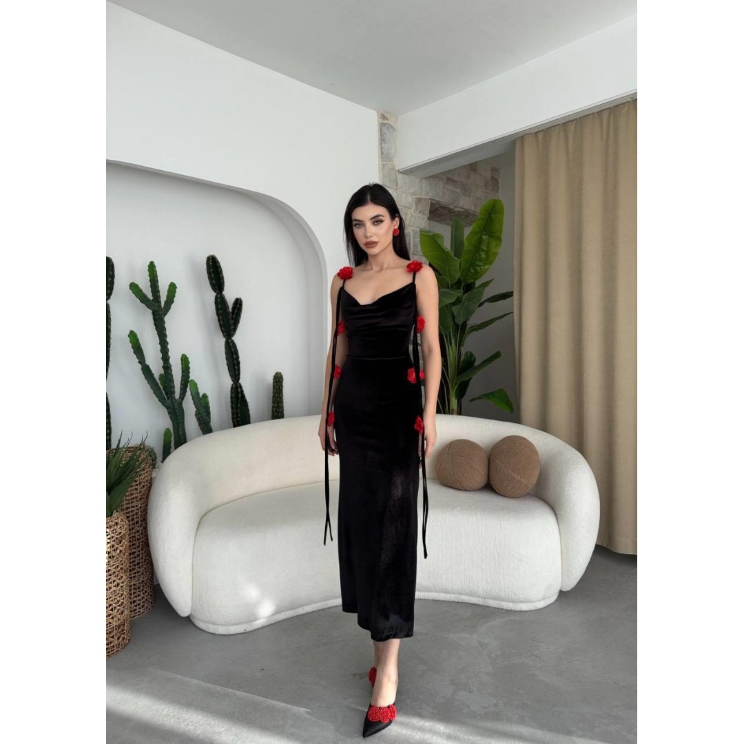 Kadrin Gül Detaylı Elbise - 146982 Kadrin Gül Detaylı Elbise - 146982