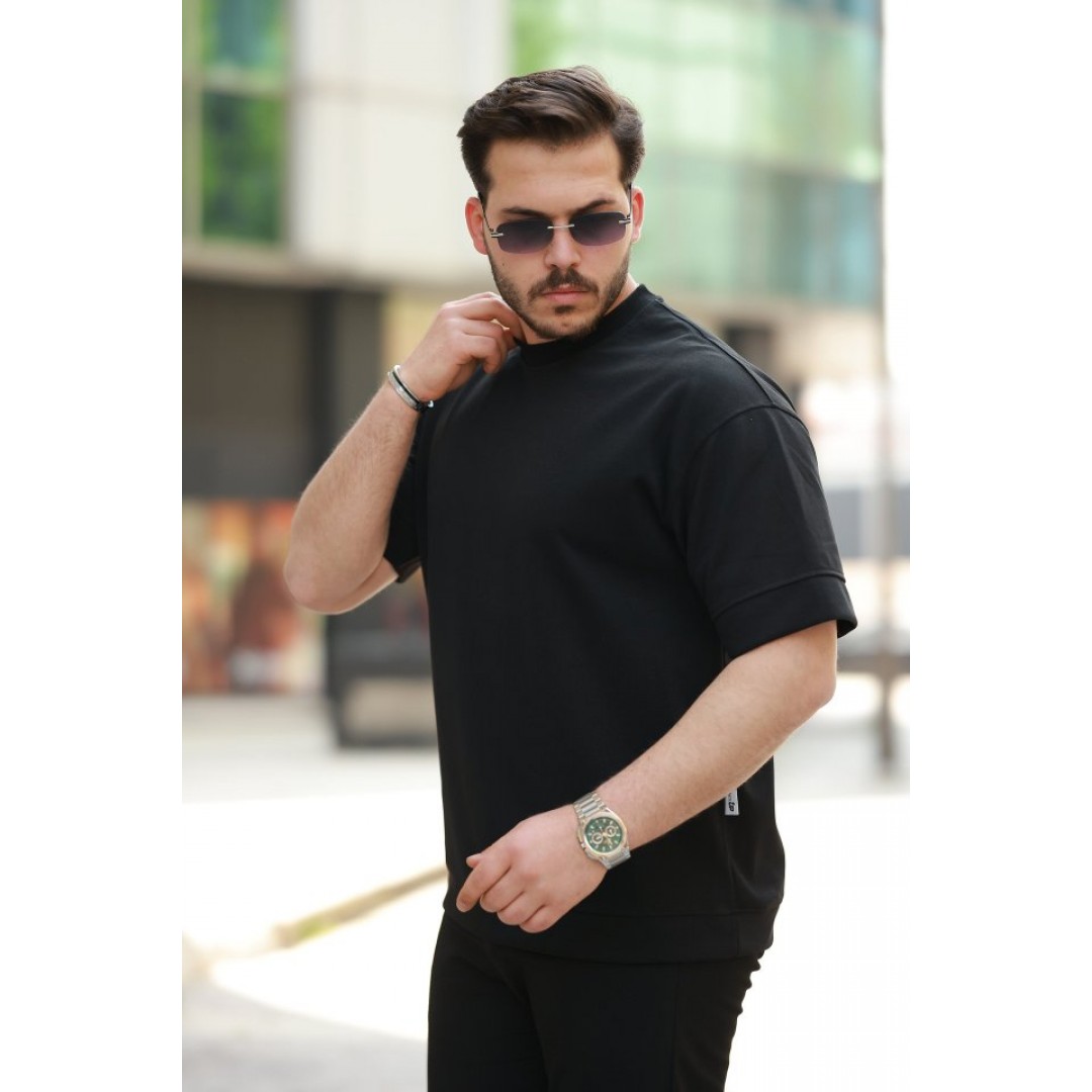 Erkek Basic Oversize Double Face Kumaş Kısa Kollu Tshirt - 159154 Erkek Basic Oversize Double Face Kumaş Kısa Kollu Tshirt - 159154