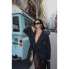 Siyah Çizgili Oversize Ceket - 153641