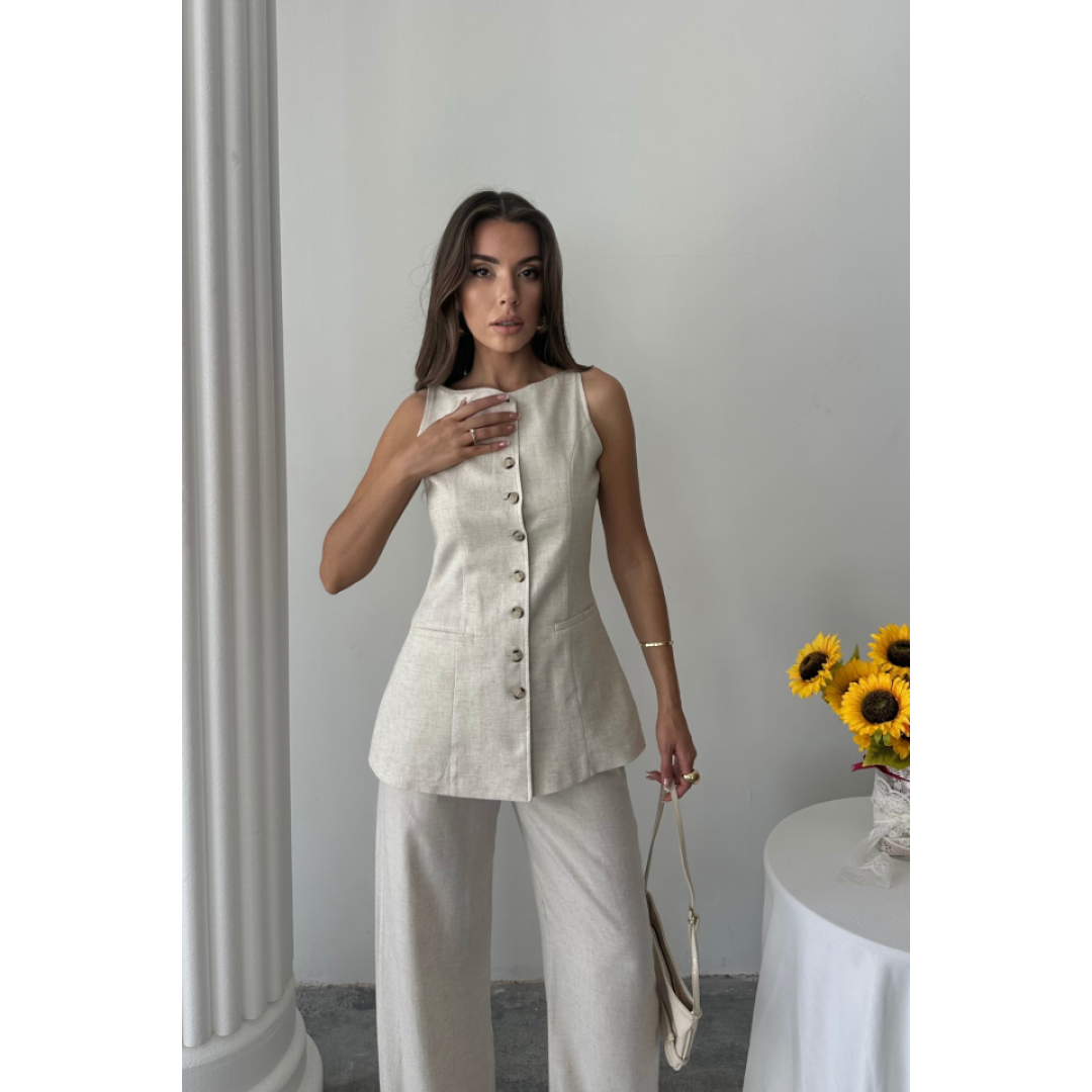 KETEN YELEK - PANTOLON TAKIM - Taş 162431 KETEN YELEK - PANTOLON TAKIM - Taş 162431