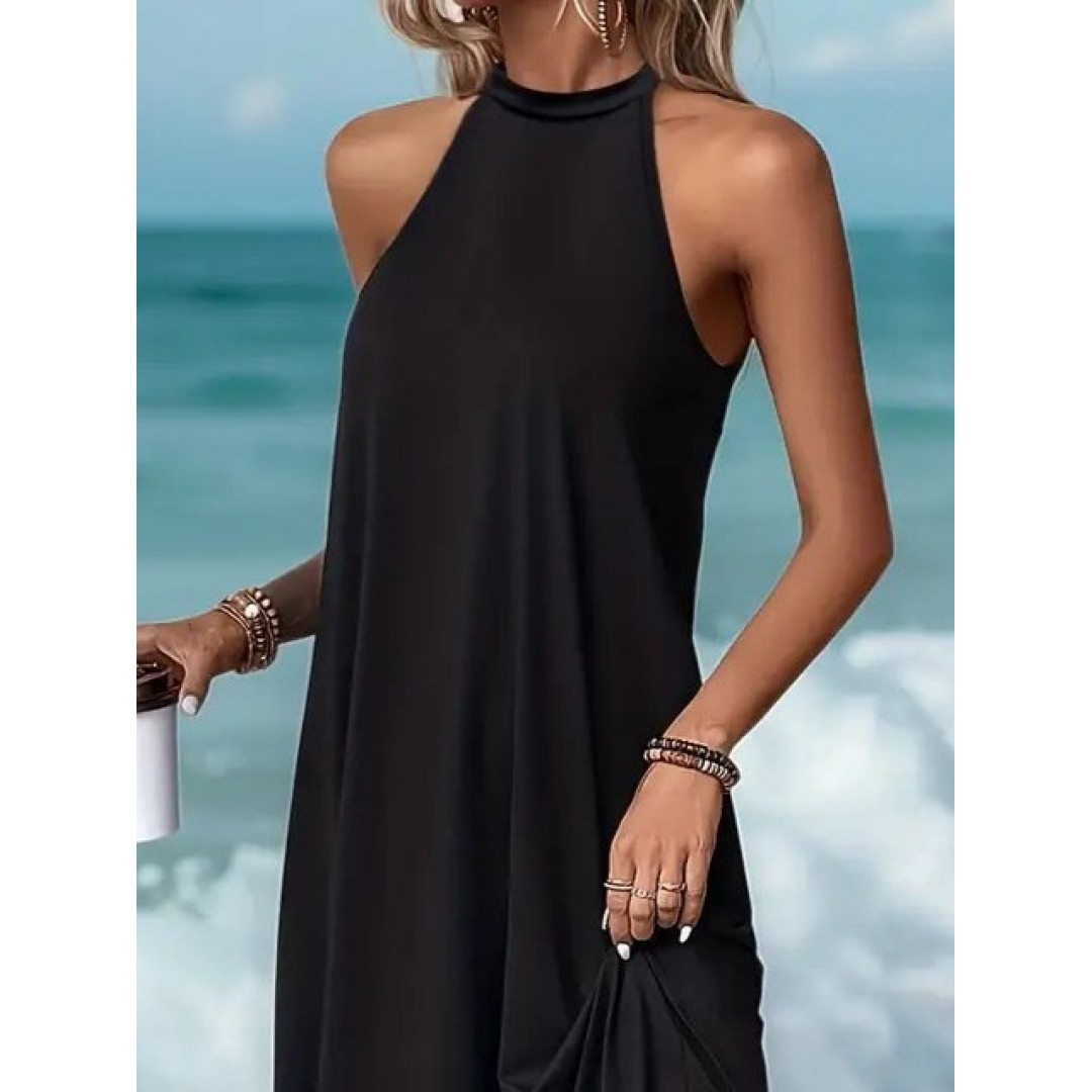 Kadın Daire Yakalı Reglan Kol Viskon Elbise - 162442