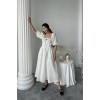 Ekru Dantel Detaylı Brode Elbise - 162537