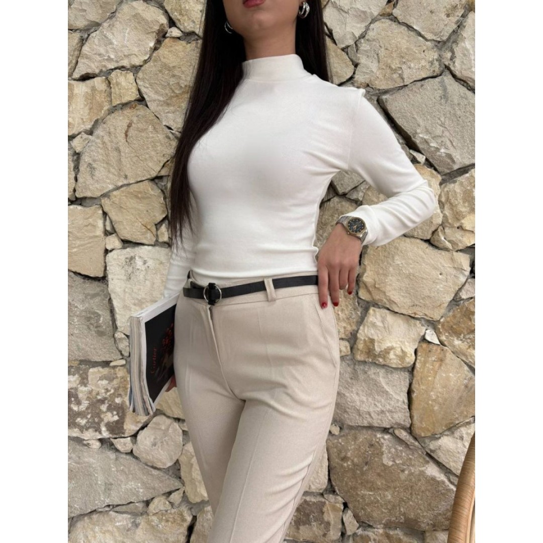 Kadın Yüksek Bel Dar Paça Kemer Dahil Kumaş Pantolon - 137009 Kadın Yüksek Bel Dar Paça Kemer Dahil Kumaş Pantolon - 137009