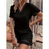 Kadın Kısa Kollu V Yakalı Dantel Detaylı Bürümcük Bluz Ve Short Ikili Takım 162373 Kadın Kısa Kollu V Yakalı Dantel Detaylı Bürümcük Bluz Ve Short Ikili Takım 162373