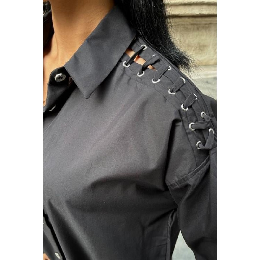 Kuşgözü Ve Biye Detaylı Poplin Gömlek 3419 158446 Kuşgözü Ve Biye Detaylı Poplin Gömlek 3419 158446