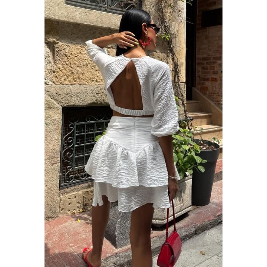 Crop Bluz Ve Kat Kat Etekli Takım 10207 163478 Crop Bluz Ve Kat Kat Etekli Takım 10207 163478