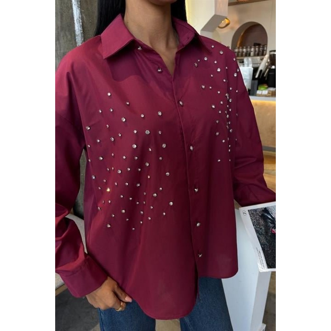 Kristal Taş Çakımlı Poplin Gömlek 3413 158516 Kristal Taş Çakımlı Poplin Gömlek 3413 158516