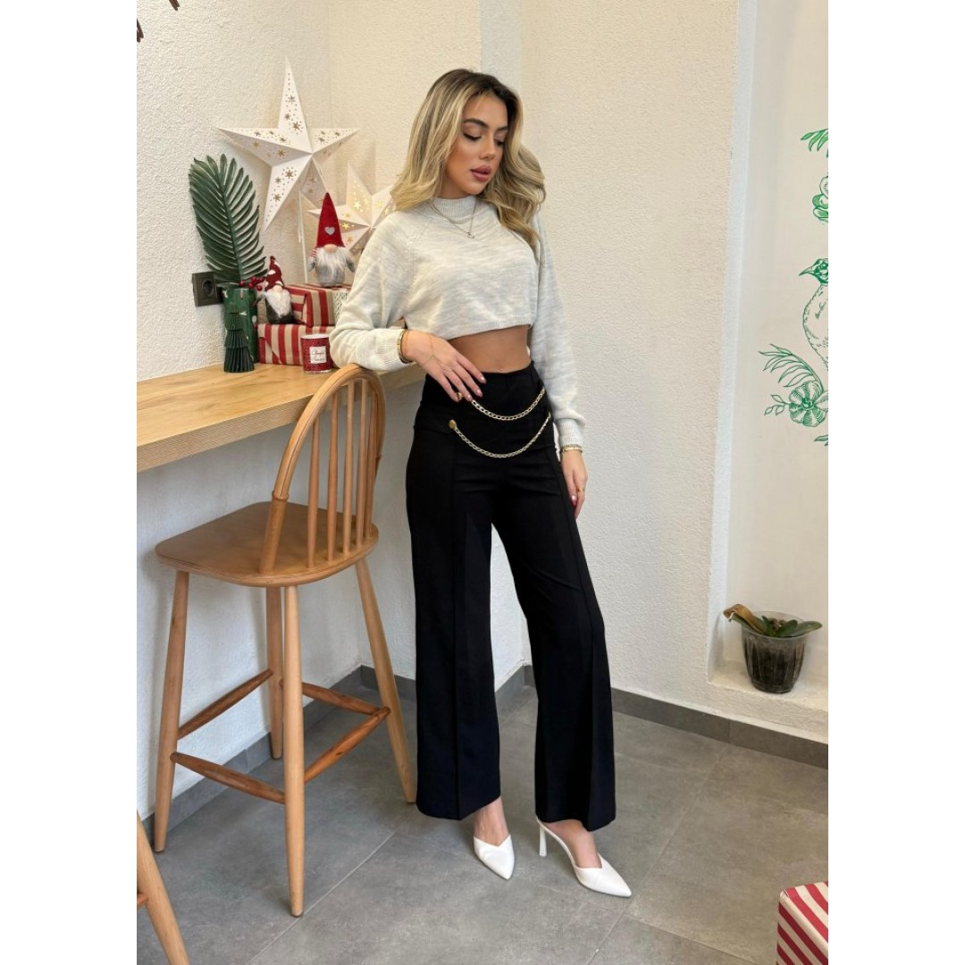 Kadın Beli Zincir Detay Ithal Krep Pantolon - 135591 Kadın Beli Zincir Detay Ithal Krep Pantolon - 135591