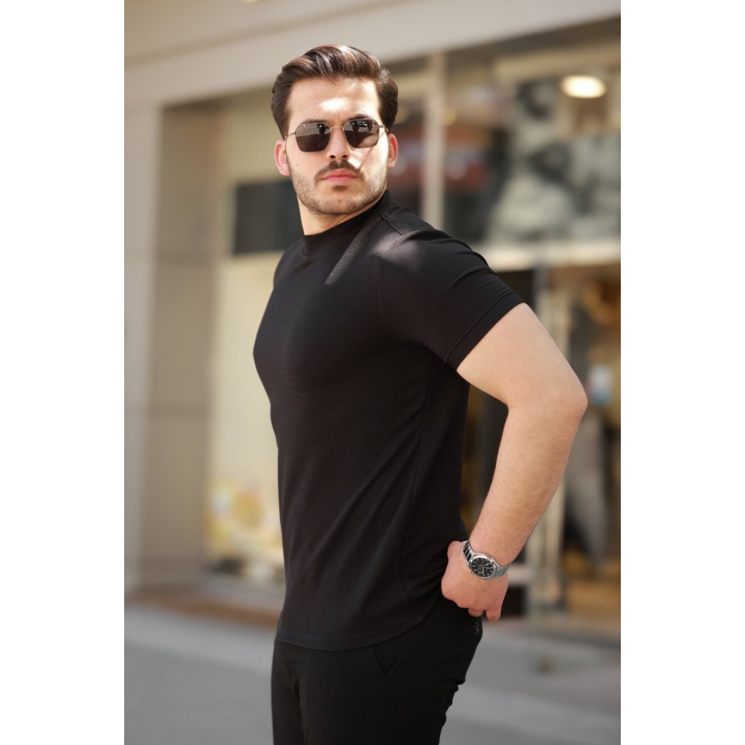 Erkek Ince çizgi Dokulu Kısa Kollu T-shirt - 160105 Erkek Ince çizgi Dokulu Kısa Kollu T-shirt - 160105