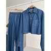 Denim Gömlek Plazzo Pantolon Takım 10163-08 159265 Denim Gömlek Plazzo Pantolon Takım 10163-08 159265