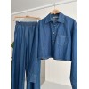 Denim Gömlek Plazzo Pantolon Takım 10163-08 159265 Denim Gömlek Plazzo Pantolon Takım 10163-08 159265