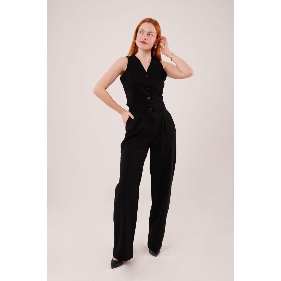 Premium Model Oturtmalı Siyah Pantolon