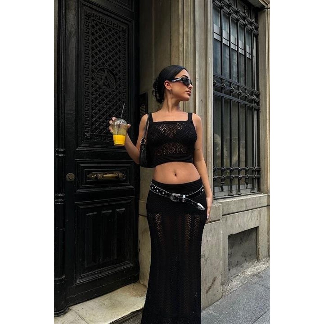 Kayla Dantel Desenli Crop Takım 9840 155107 Kayla Dantel Desenli Crop Takım 9840 155107