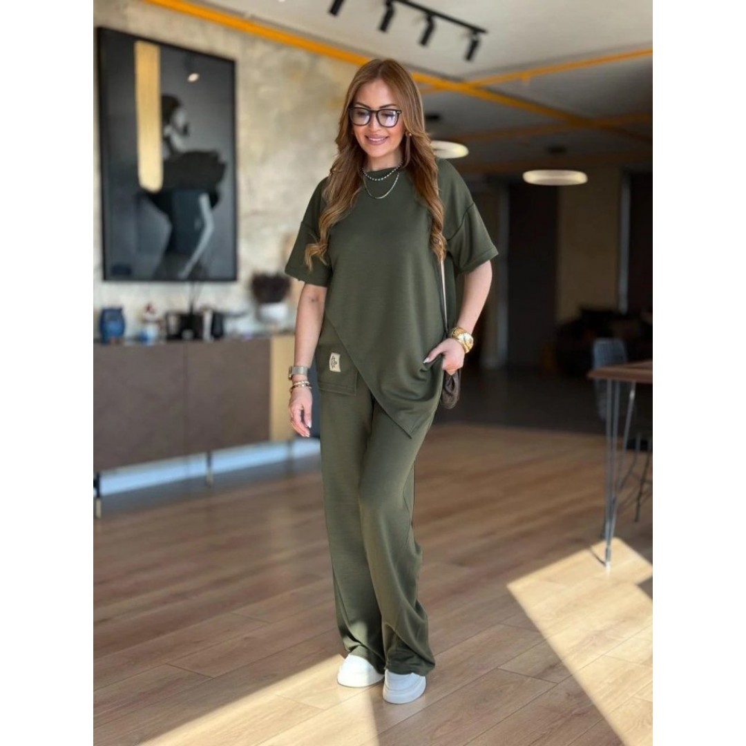 Kadın Kısa Kollu Bisiklet Yaka Asimetrik Viskon Iki Iplik Bluz Ve Pantolon Ikili Takım 163636 Kadın Kısa Kollu Bisiklet Yaka Asimetrik Viskon Iki Iplik Bluz Ve Pantolon Ikili Takım 163636