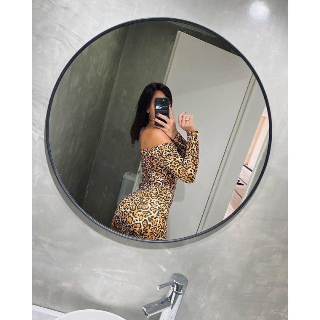 Kadın Madonna Mendil Yaka Leopar Desen Mini Elbise - 133873 Kadın Madonna Mendil Yaka Leopar Desen Mini Elbise - 133873
