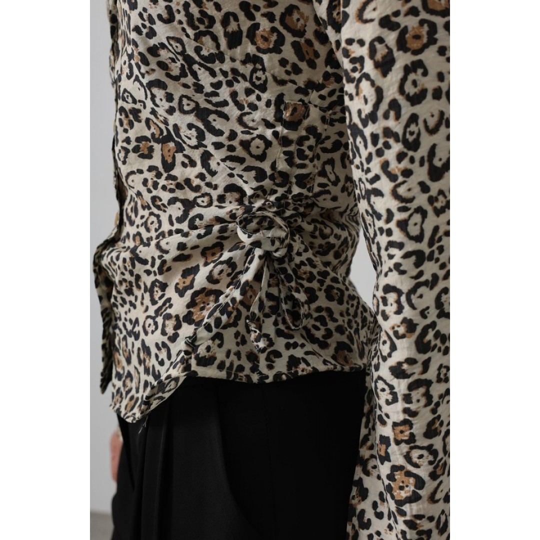 Yanları Büzgülü Leopar Gömlek - Leopar 159732