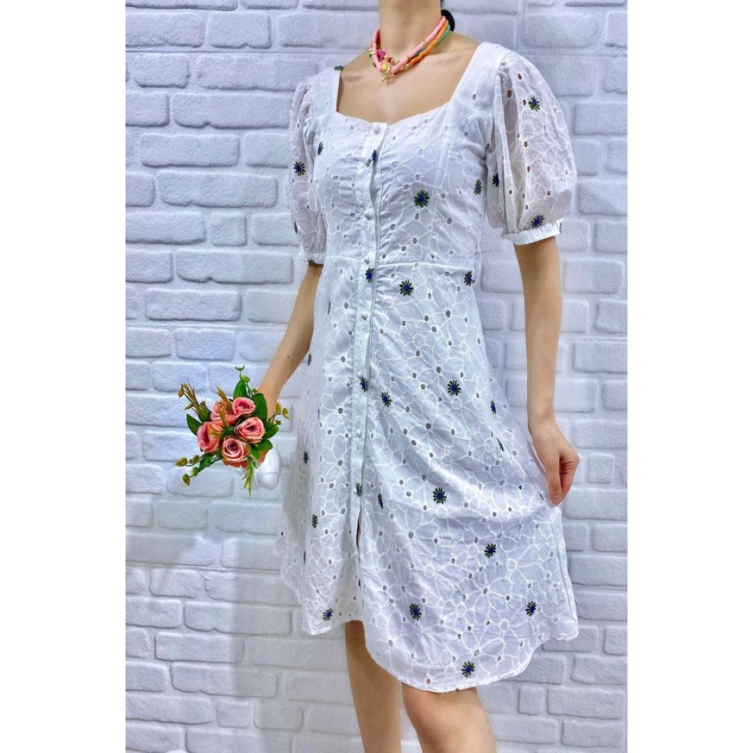 Haki Kemerli Kare Yaka Elbise - 149426 Haki Kemerli Kare Yaka Elbise - 149426