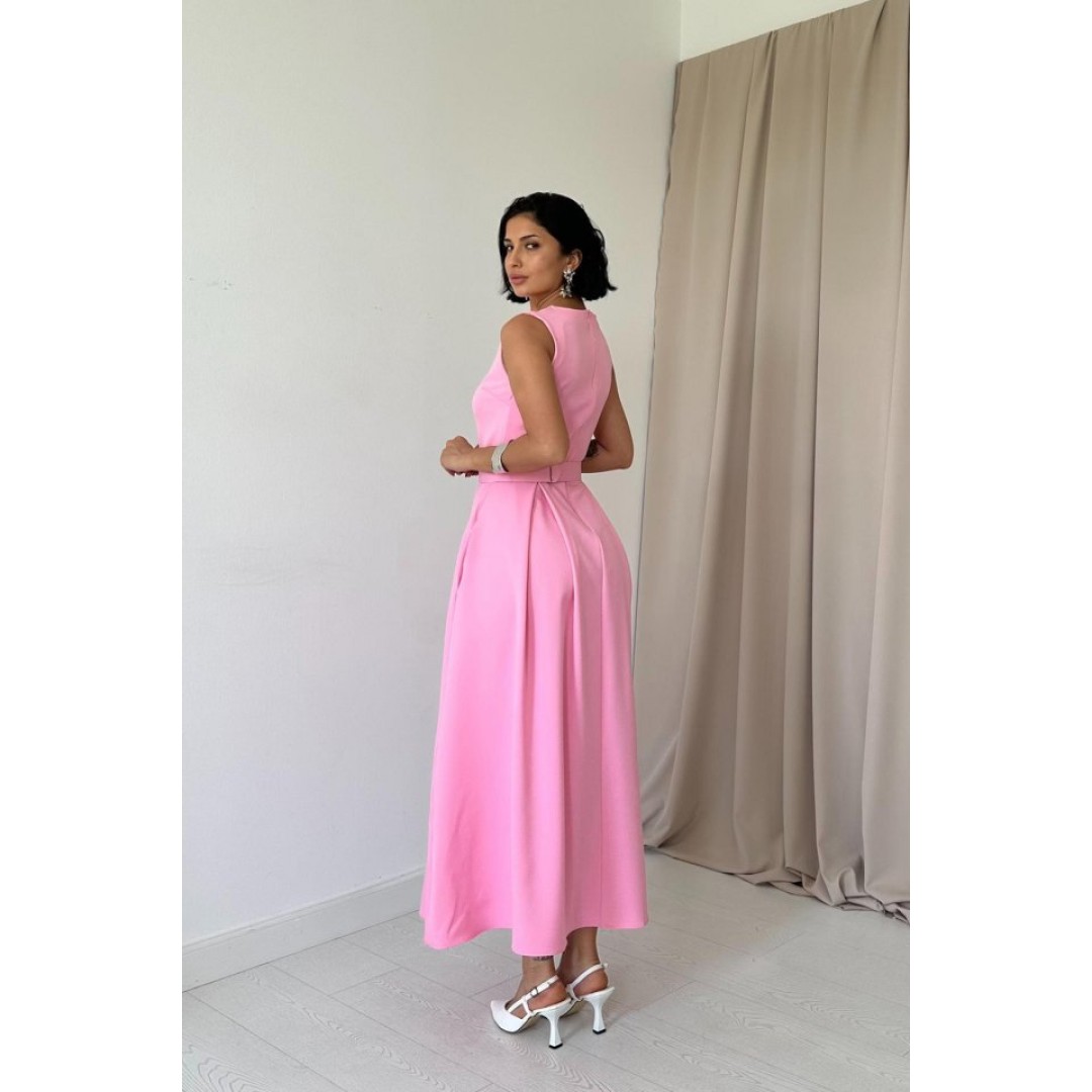Pembe Halter Yaka Kloş Elbise 153492