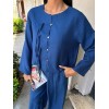 Önü İnce Kordon Detaylı Ve Double Paça Pantolonlu Takım 10180 - 159417 Önü İnce Kordon Detaylı Ve Double Paça Pantolonlu Takım 10180 - 159417