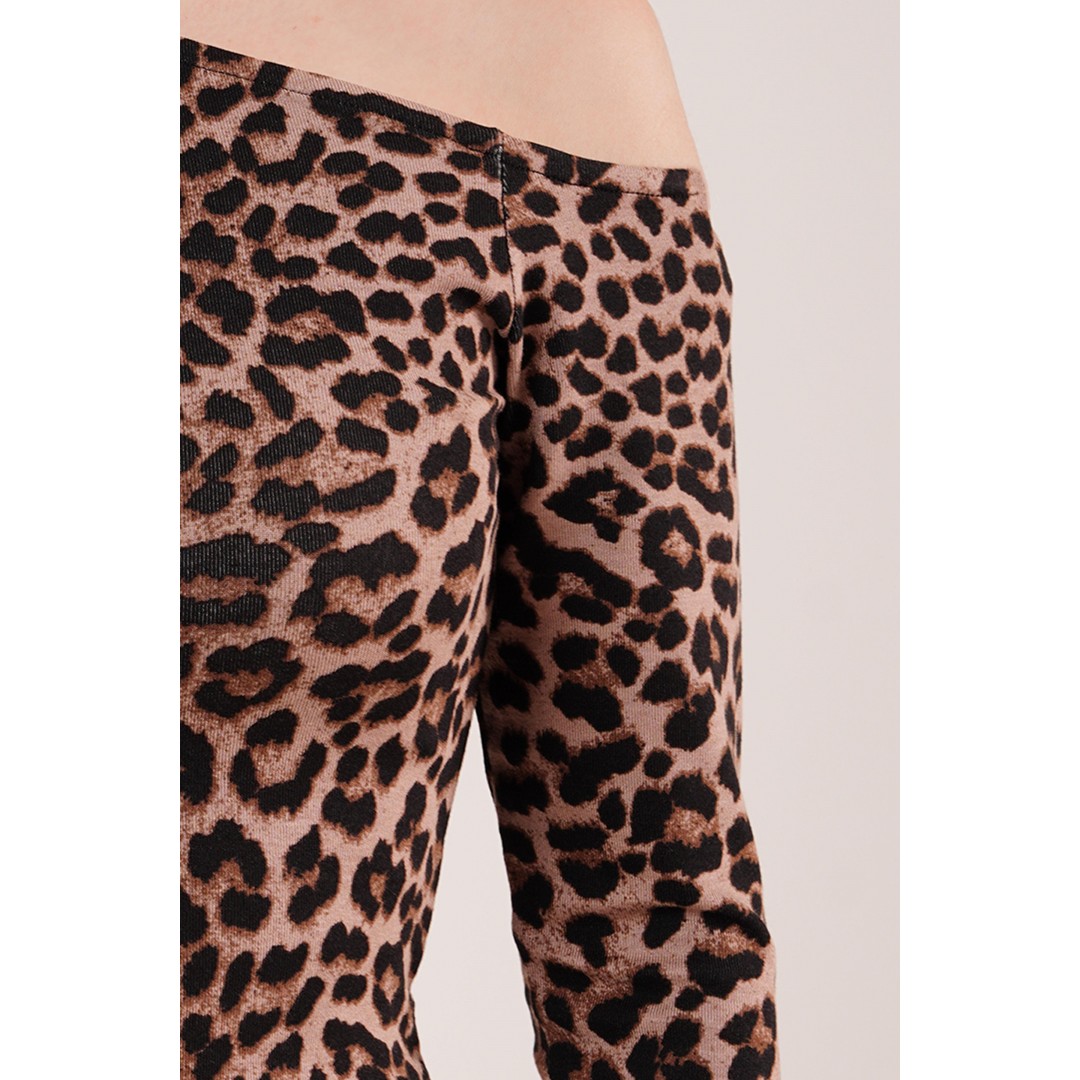 Düşük Omuz Detaylı Leopar Desen Bluz 147556 Düşük Omuz Detaylı Leopar Desen Bluz 147556