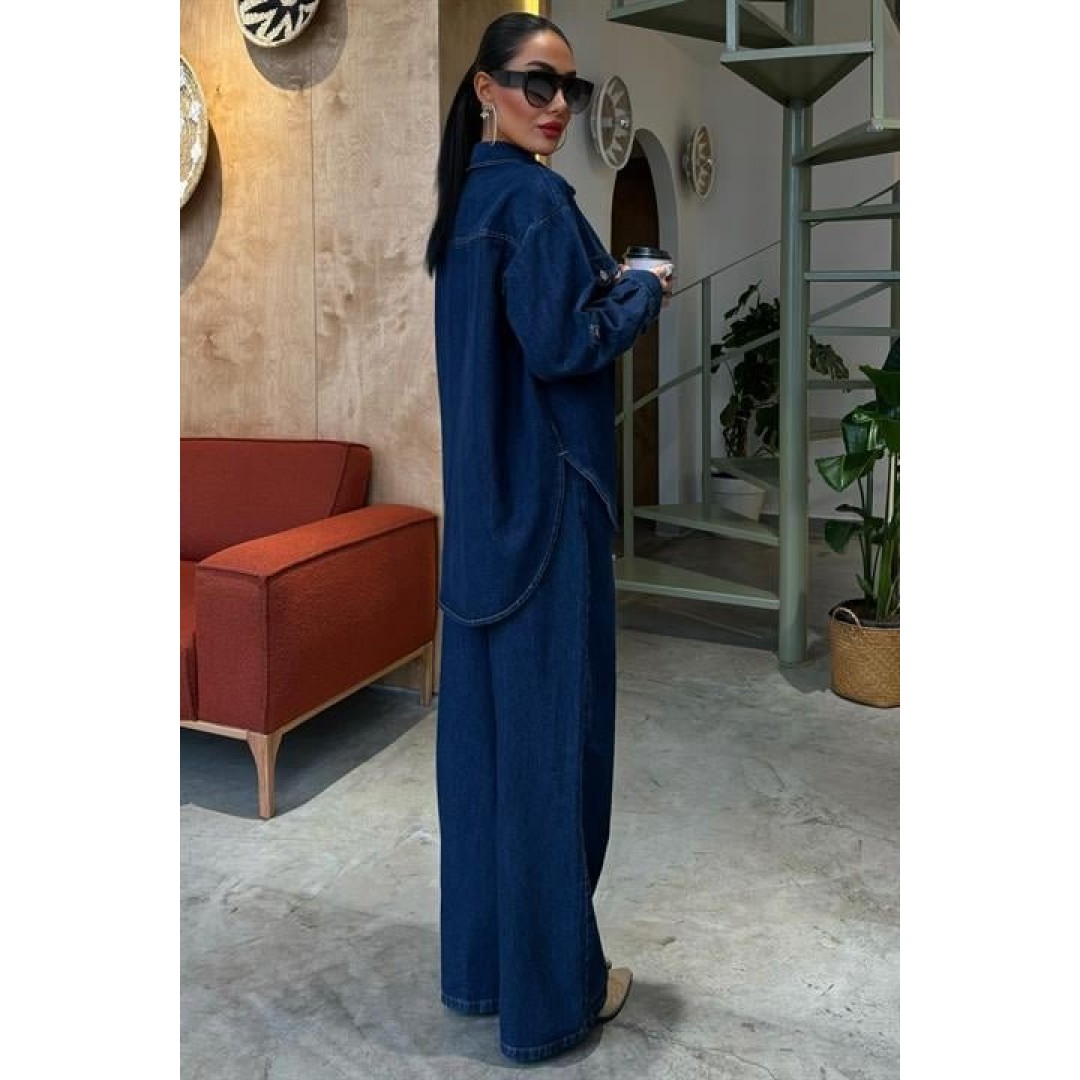 Gömlek Ve Palazzo Pantolon Klasik Denim Takım 10070 158482 Gömlek Ve Palazzo Pantolon Klasik Denim Takım 10070 158482