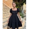 2351 Kloş Poplin Elbise - Siyah 144837 2351 Kloş Poplin Elbise - Siyah 144837