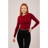 Yaka Detay Uzun Kollu Basic Bordo Bluz 147414 Yaka Detay Uzun Kollu Basic Bordo Bluz 147414