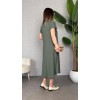 Kadın Kısa Kollu V Yaka Salaş Maxi Boy Elbise - 162486 Kadın Kısa Kollu V Yaka Salaş Maxi Boy Elbise - 162486