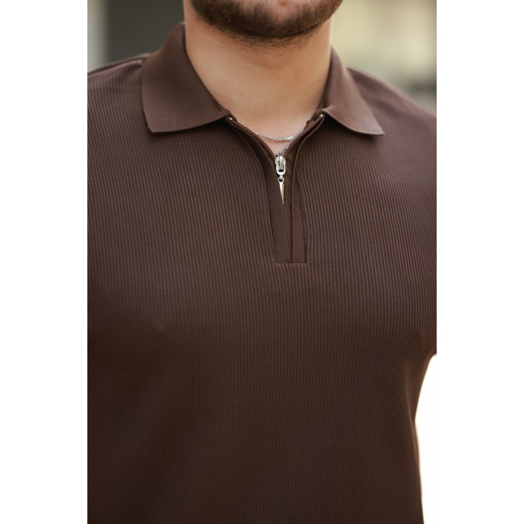 Erkek Fermuarlı Yakalı Kısa Kollu Tshirt - 159166 Erkek Fermuarlı Yakalı Kısa Kollu Tshirt - 159166