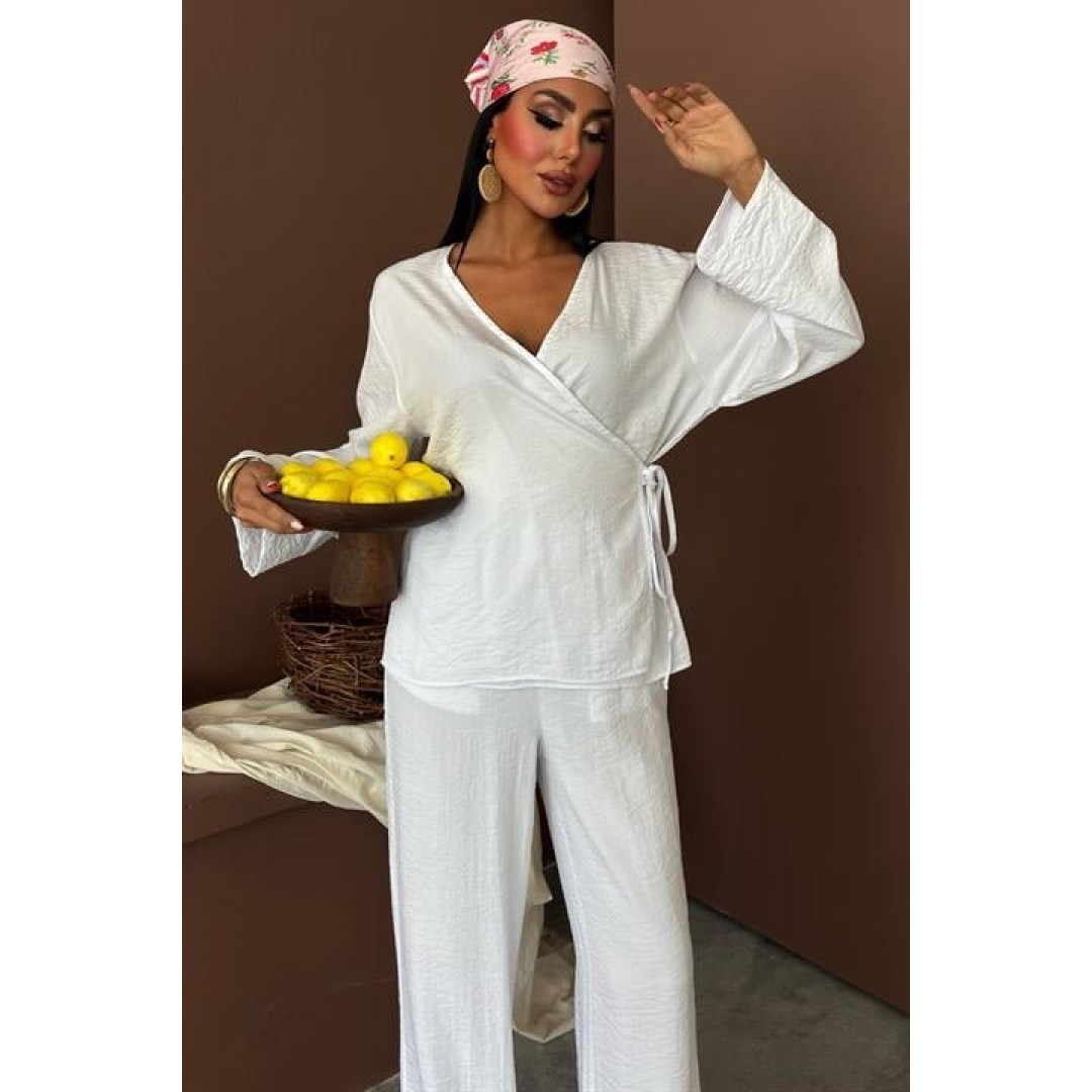 Kruvaze Model Klasik Pantolonlu Çupra Keten Takım 10191 159446 Kruvaze Model Klasik Pantolonlu Çupra Keten Takım 10191 159446