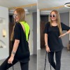 Kadın İki İplik Kumaş Sırt Neon Detay Bluz 100734
