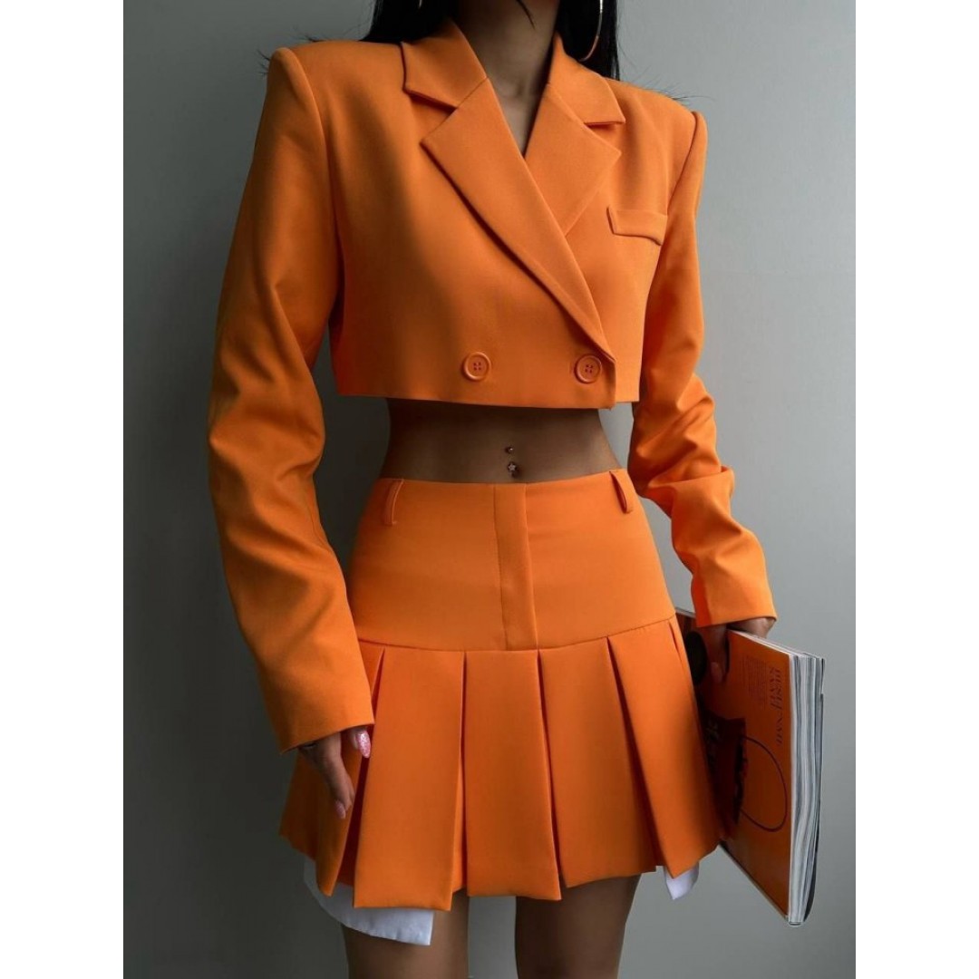 Pileli Etek Crop Ceket Takım 154122 Pileli Etek Crop Ceket Takım 154122