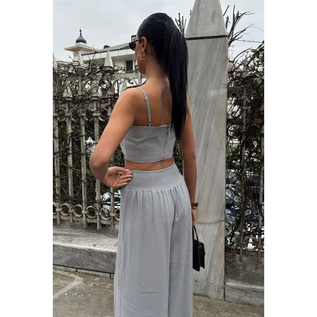 Crop Plazzo Pantolon Takım 10155-08 159246 Crop Plazzo Pantolon Takım 10155-08 159246