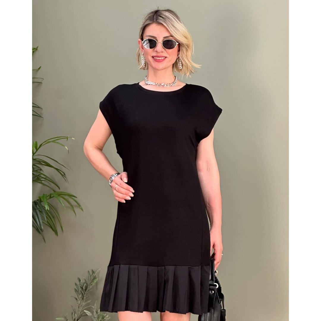 Kadın Viskon Kumaş Mini Tunik Detaylı Elbise - 118480 Kadın Viskon Kumaş Mini Tunik Detaylı Elbise - 118480
