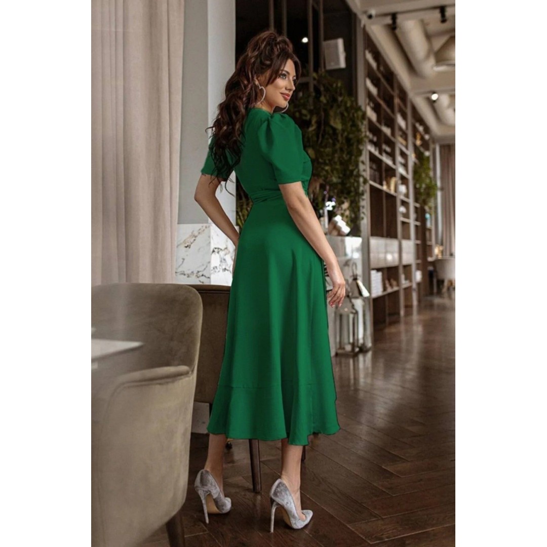 Kadın Kruvaze Yaka Midi Boy Kuşaklı Krep Elbise 120 Cm - 54536 Kadın Kruvaze Yaka Midi Boy Kuşaklı Krep Elbise 120 Cm - 54536