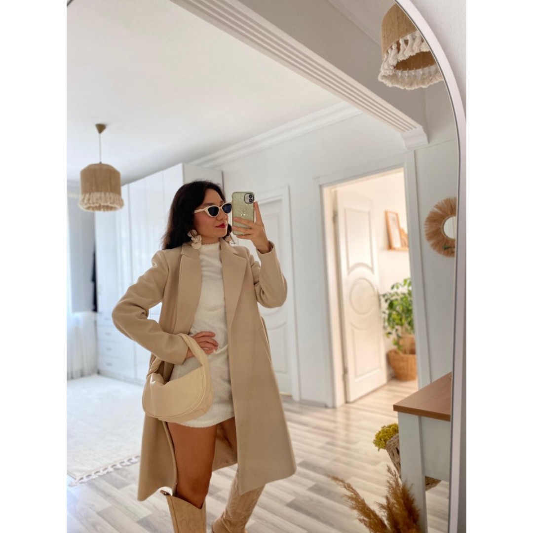 Kadın Uzun Kollu Peluş Mini Boy Elbise - 132464 Kadın Uzun Kollu Peluş Mini Boy Elbise - 132464