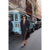Siyah Çizgili Oversize Ceket - 153641