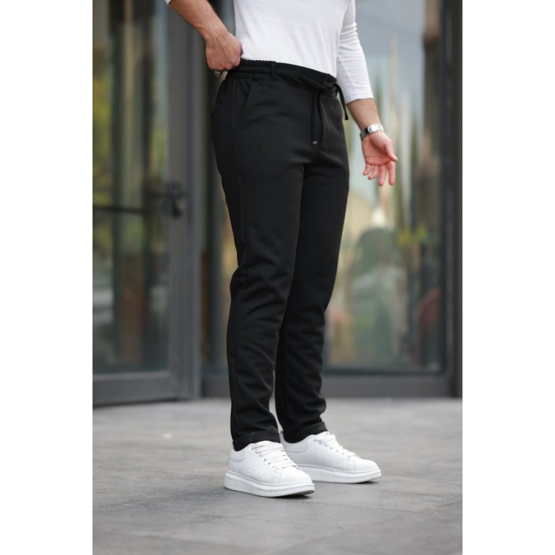Erkek Beli Bağcıklı Duble Paça örme Pamuklu Kumaş Jogger Pantolon - 160530 Erkek Beli Bağcıklı Duble Paça örme Pamuklu Kumaş Jogger Pantolon - 160530
