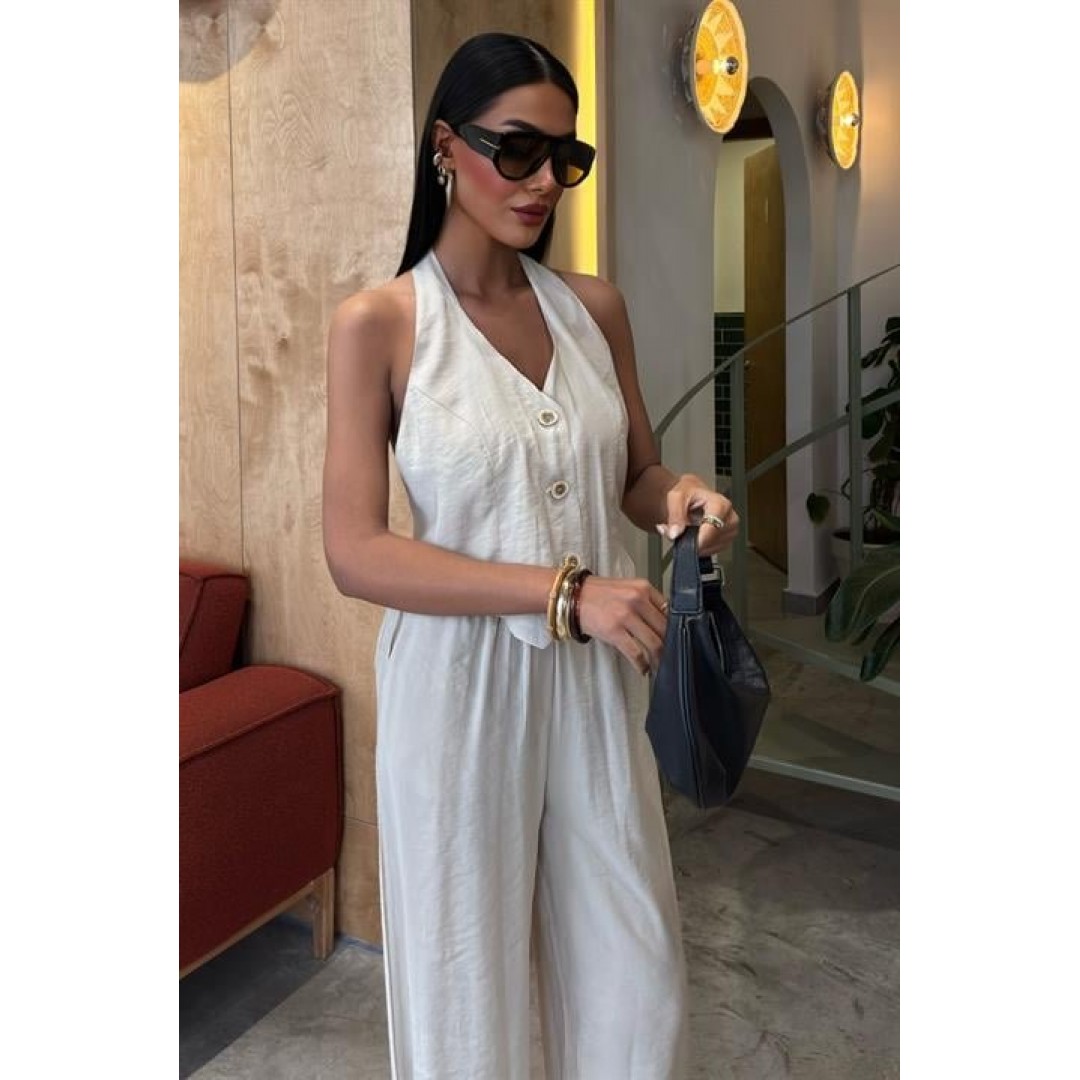 Halter Yaka Yelekli Modal Takım 10144 159111 Halter Yaka Yelekli Modal Takım 10144 159111